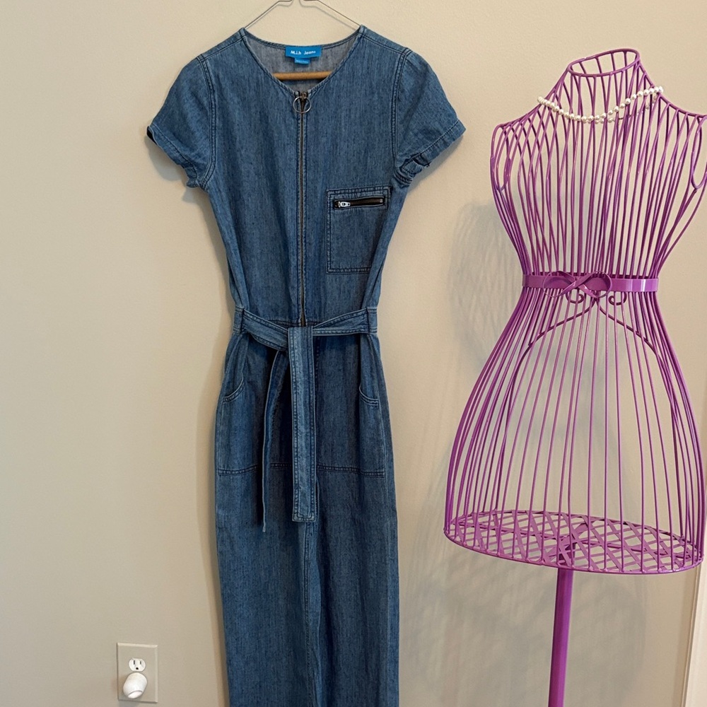Blue Denim Zip-Up Jumpsuit